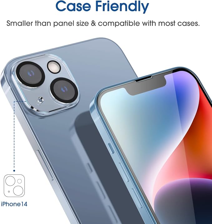 amFilm OneTouch for iPhone 14 Screen Protector 6.1'' Tempered Glass | Auto-Alignment, 30s Install, Bubble Free, Scratch & Drop Protection, HD Clear, Camera Lens Protector[2+2 Pack] (14-6.1'') - Image 5