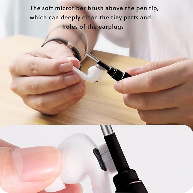 Cleaner Kit for Earbuds, Cleaning kit for Airpods Pro 1 2 3, Multi-Function Cleaning Tool with Brush Flocking Sponge for Wireless Earphones Bluetooth Headphones Case Camera and Phone(Black) - Image 4