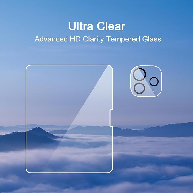 Ailun Screen Protector+Camera Lens Protector for iPad Pro 11 inch 2025/2024 | 2+2 Pack, 6th/5th Generation, M5/M4, Tempered Glass 0.33mm, Face ID & Apple Pencil & Case Compatible - Image 3