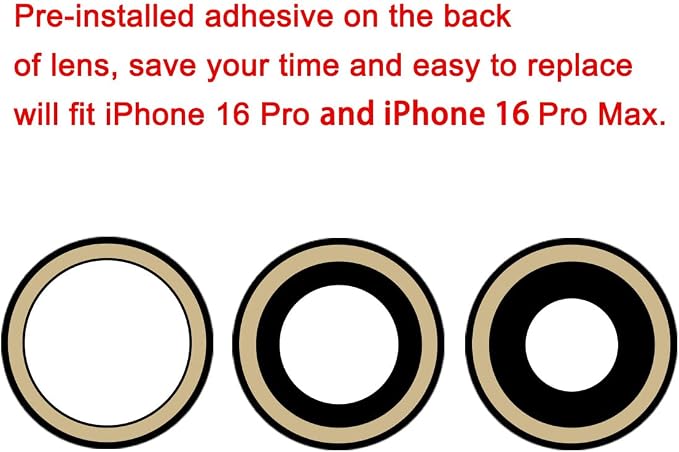 2 Set Back Rear Camera Lens Glass Replacement for iPhone 16 Pro and iPhone 16 Pro Max with Reparing Toolkit - Image 4