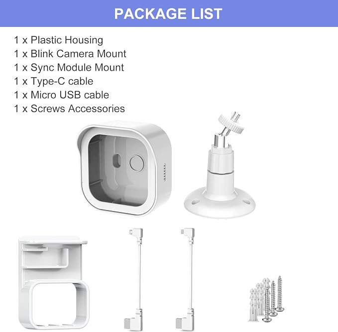 Blink Outdoor Wall Mount for Outdoor 4/2K+ Camera, Blink Sync Module Mount | Weatherproof Protective Cover, 360 Degree Adjustable Mount, Perfect View Angle for Blink Home Security System, White, 1 Pack - Image 9