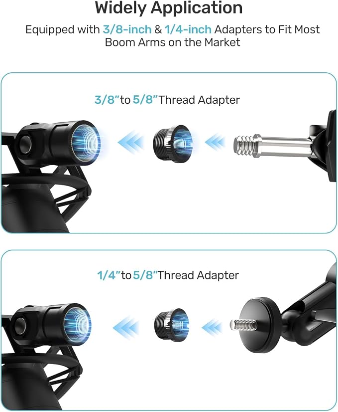 Custom Built for Blue Yeti Shock Mount with Pop Filter, 2026, Suspension | Anti-Vibration Elastic Suspension, Holder Clip & Screw Adapter, 2026 Upgrade, Compatible with Blue Yeti Mic, Podcast&Studio - Image 7