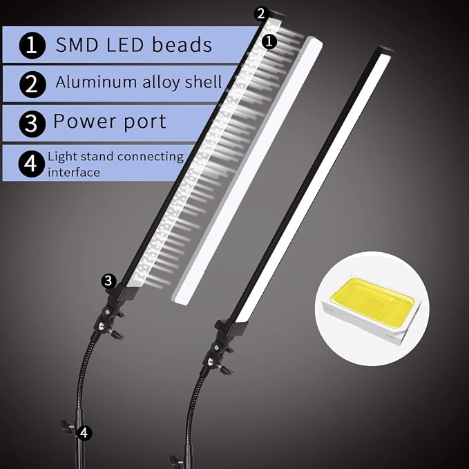 Photography Studio LED Lighting Kit with Light Stand Bag Soft Tube for Beauty, Eyebrow, Tattoo, Makeup, Dentistry, Eyelash, Portrait, Product Photography Fill Light - Image 5