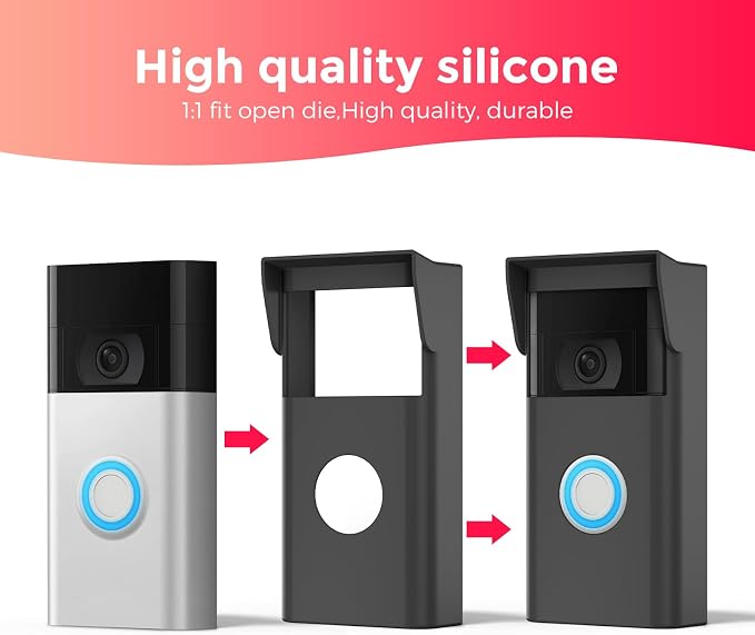 Silicone Case for Ring Video Doorbell 2nd Gen (2020 Release) | Weatherproof Ring Doorbell Cover with Sun Glare Visor, UV & Heat Resistant Accessories – Black - Image 5