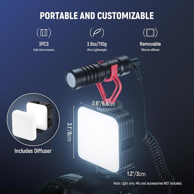 NEEWER Magnetic RGB Camera Light, 360° Full Color RGB61 Small LED Panel Video Light with 3 Cold Shoe Mounts/CRI 97+/20 Scene Modes/2500K-8500K/2000mAh Portable Recording Photography Selfie Lighting - Image 7