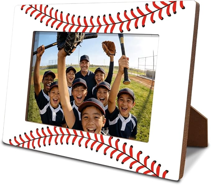 Baseball Picture Frame, Baseball Frame, Sports Room Decor Gift for Boys | A freestanding baseball frame for team and game-day photos, ideal for bedroom desks, shelves, dressers and trophy tables. by Unknown