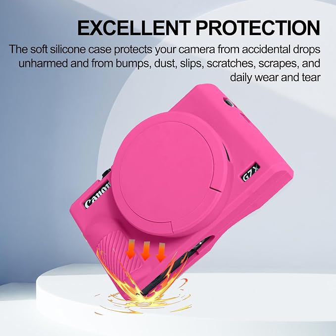 Easy Hood Camera Case Cover for Canon Powershot G7X Mark III Camera(Rose) | With Removable Lens Cover,Soft Silicone Protective Case,Anti-Scratch,Slim Fit,Enhanced Grip,Lightweight Camera Accessories - Image 3