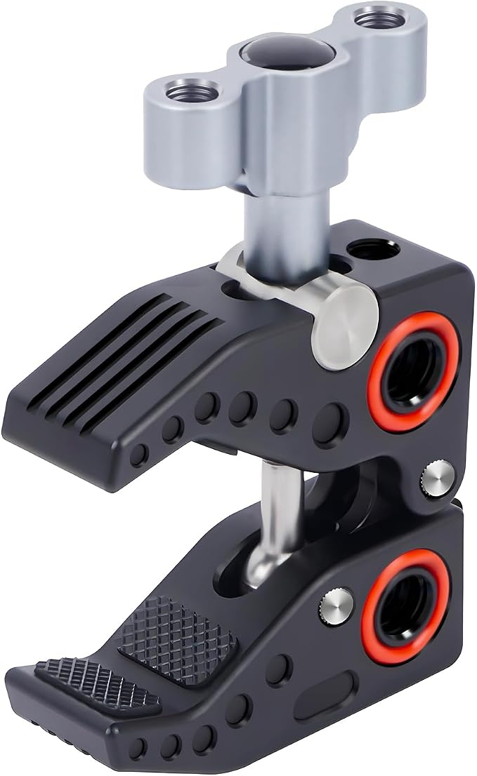 Universal Power Clamp with 1/4"-3/8" Threads & Cold Shoe - Multi-Angle Camera/Desktop Clamp for DSLR, LCD Monitor, Bike Mount (12-45mm Clamping Range) 62023 by Mechrig