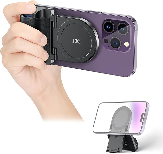 JJC Magnetic Phone Camera Grip Handle with Remote for MagSafe iPhone | Camera Handle Bluetooth Bracket for iPhone Air 17 16 15 14 13 12 Pro Max MagSafe Case, Ideal for Photography/Video/Vlogging by JJC