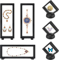6 Pcs 3D Floating Display Case, Clear PE Film Jewelry Storage Box, Challenge Coins Display Holder Frame for Ring Necklace Shell Stamp Specimens Rocks, Black, 3.5 x 9X 0.8 in, 2.7 x 2.7 x 0.8 in by DIBALIYI