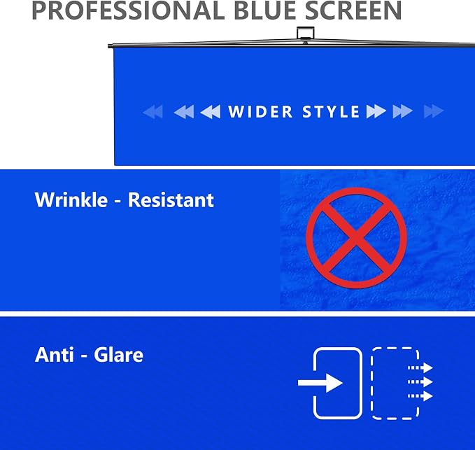 【Wider Style】 RAUBAY 78.7 x 82.7in Large Collapsible Blue Screen Backdrop | Portable Retractable Chroma Key Panel Photo Background with Stand for Video Conference, Photographic Studio, Streaming - Image 3