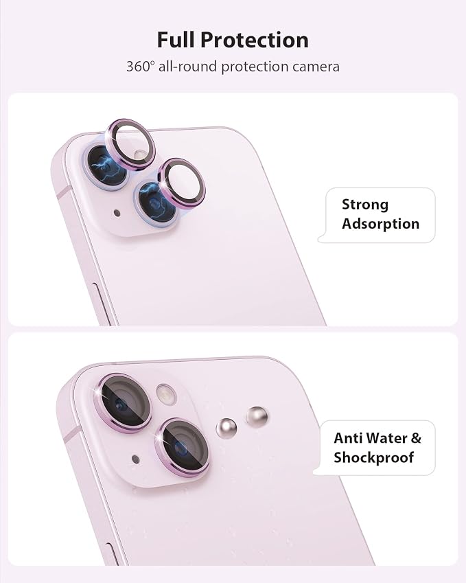 Camera Lens Protector Compatible for iPhone 13 & iPhone 13 Mini Camera Cover Premium 9H Tempered Glass [Anti-Scratch] 99.99% Transparency for iPhone 13 & iPhone 13 Mini, Pink - Image 4