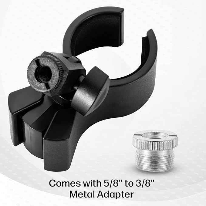 Large Microphone Clips for Mics with Outer Diameter 1.26" to 2.3" | Adjustable Mic Holder, Premium ABS, Inside sponge to protect microphones, With 5/8" Male to 3/8" Female Screw Adapter - Image 6