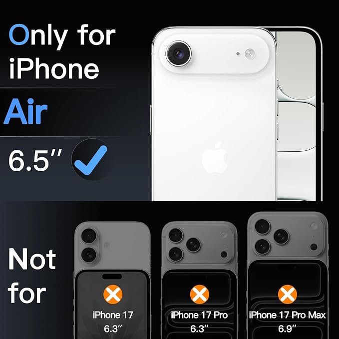 JETech Camera Lens Protector for iPhone Air, Clear, 3-Pack | 9H Tempered Glass, HD Clear, Anti-Scratch Protection, Night Shot Compatible, Case-Friendly - Image 2