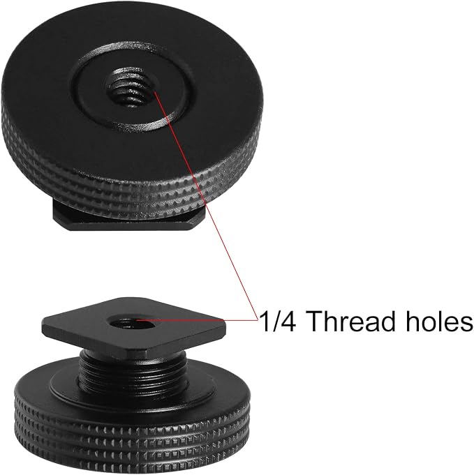 1/4" Female Thread to Hot Shoe Adapter LUORNG 2PCS Hot Shoe Mount Adapter with 1/4 to 1/4 inch Male Screw for Magic Arm, Video Light,Monitor - Image 2