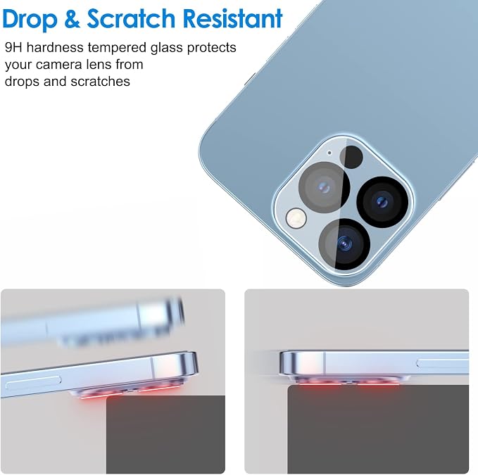 JETech Camera Lens Protector for iPhone 13 Pro Max/13 Pro, 3-Pack | 9H Tempered Glass, HD Clear, Anti-Scratch Protection, Night Shot Compatible, Case-Friendly - Image 7