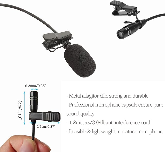 Lavalier Microphone Lapel Microphone Compatible with Sennheiser Wireless Transmitter - Unidirectional Condenser Mic – 3.5mm Screw Lock Plug - Image 5