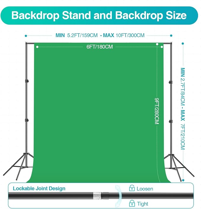 EMART 7 x 10 FT Photography Lighting Kit with 85W LED Bulbs for Portrait | 7x10FT Backdrop Stand & 6x9FT Backdrop, Softbox Lighting Kit & 3000-6000K Bulb Professional Studio Lights for Video Recording - Image 2