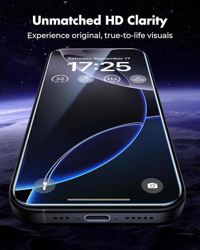 UNBREAKcable iPhone 16 Pro Screen Protector & Camera Lens Protector | Upgraded Dual-Tempered Glass with Military-Grade 9H Hardness, 3-Pack,HD Clarity, Anti-Fingerprint, Case Friendly, Fits 6.3'' - Image 4