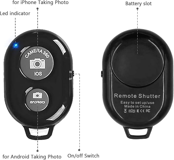 Wireless Remote Shutter for Cellphones and Tablets (3 Pack), AOQIYUE Bluetooth Remote for iPhone/Android Camera Control, Selfie Clicker for Photos and Videos - Wrist Strap Included - Image 3