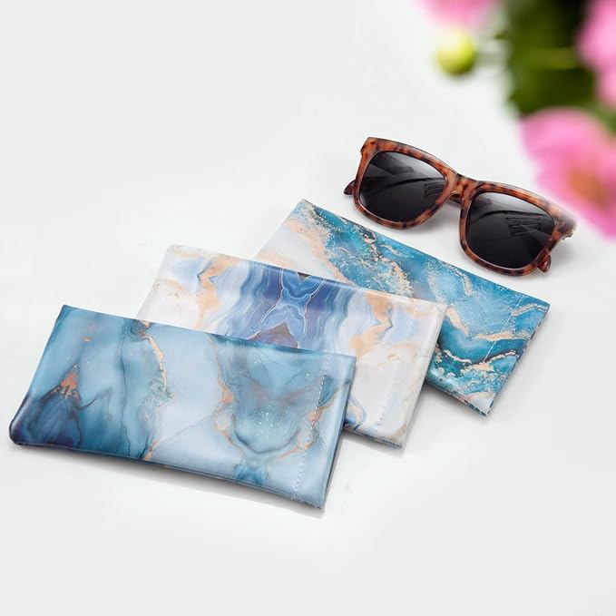 TRIUMPH VISION Eyeglass Case Glasses Case Soft Sunglass Pouch Sleeve 3 Pack | Slim Lightweight Alternative to Bulky Case, Leather Lined Protect Lens, Squeeze Easy to Use, Stylish Portable for Daily Use - Image 5