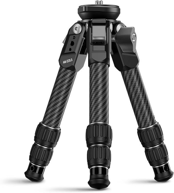 SIRUI AM-223LS Carbon Fiber Mini Tripod, Bowl Base, ±15° Tilt | 33LB Load, 1.63LB Weight, 8.82" Folded, 360° Pan, Camera, Phone, Vlogging, Compact Travel by SIRUI