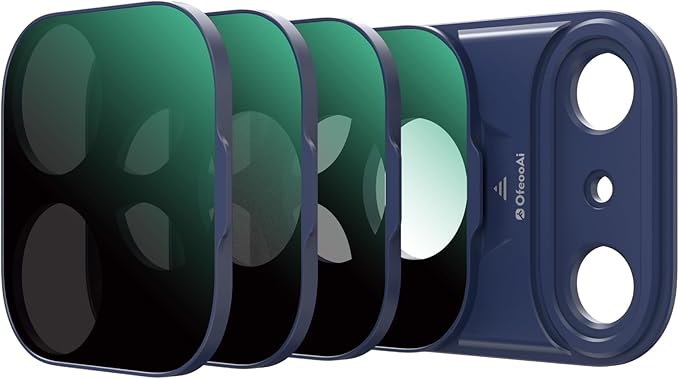 Magnetic UV Filter for iPhone 17 Pro, Snap-On Smartphone Camera Lens Filter with Adhesive Metal Base Mount, HD Optical Glass, Works with Phone Cases & Gimbals (Blue-4pack, iPhone 17Pro) by OfeooAi