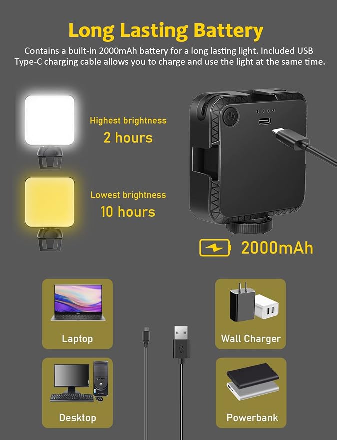 NexiGo Glow Light for Streamers, Enhanced Video Conference Lighting Kit with Webcam Style Clip, Built-in Battery, Dimmable & Rechargeable, for Streaming, Photography, Vlogging - Image 4