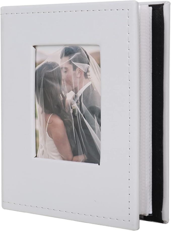 RECUTMS 100 Pocket Album 4x6 Small Photo Albums Leather Wedding Book White | White Inner Page, 100 Vertical Pockets, Family Anniversary Baby Picture Book, Personalized Front Window, Graduation Gifts by RECUTMS