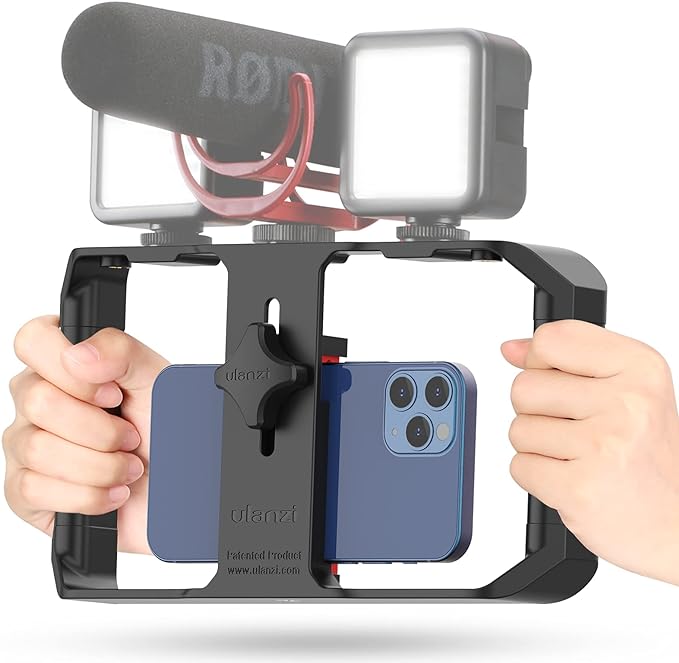 ULANZI U Rig Pro Smartphone Video Rig, Filmmaking Vlogging Case Phone Video | Stabilizer Grip Tripod Mount for Videomaker Film-Maker Video-grapher with Cold Shoe Mount for iPhone Samsung and More by ulanzi