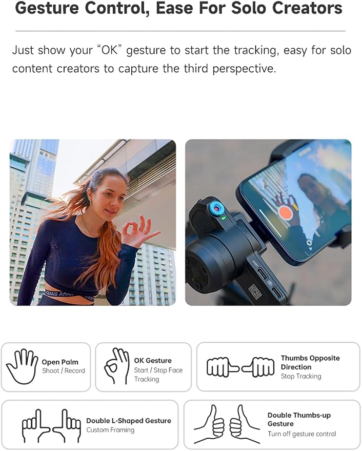 FeiyuTech SCORP Mini 3 Gimbal Stabilizer for Smartphone, Built-in AI Tracking Module & Cooling Fan, 2KG Payload 3-Axis Phone Gimbal with Integrated Grip Design, Gimbal Stabilizer for iPhone & Android - Image 8