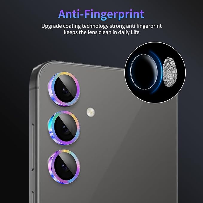 Camera Lens Protector for Samsung Galaxy S24 FE,1 Pack | Tempered Metal Glass Camera Cover, HD Clear Anti-Scratch Lens Screen Protector Film,Case Friendly,Colorful Titanium - Image 6