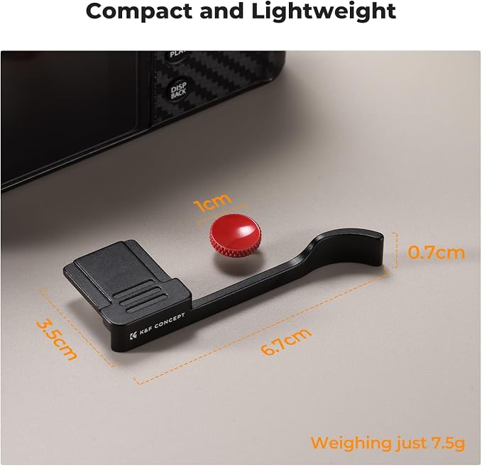 K&F CONCEPT Camera Thumb Grip with Red Shutter Button Compatible with FUJIFILM X100VI X100V, Black - Image 6