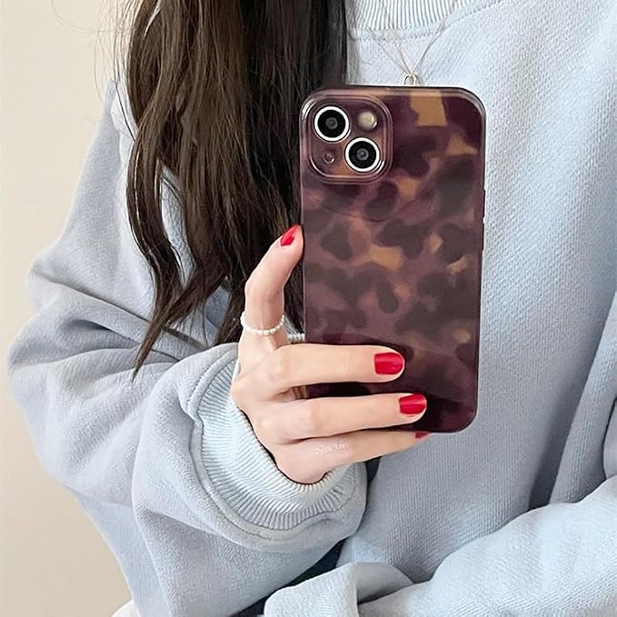 Cute Phone Case for iPhone 15 Case Cheetah Leopard Print | Amber Tortoiseshell Pattern,Full Camera Protective,Slim Shockproof TPU,Aesthetic Girly Glossy Cover for Women Men-Brown - Image 7