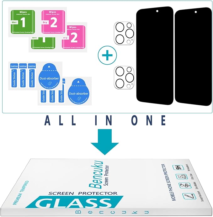 2+2 Pack Privacy Screen Protector for iPhone 16 Pro Max | Anti Spy Tempered Glass, with Camera Lens Protector, Anti Scratch, Bubble Free - Image 7