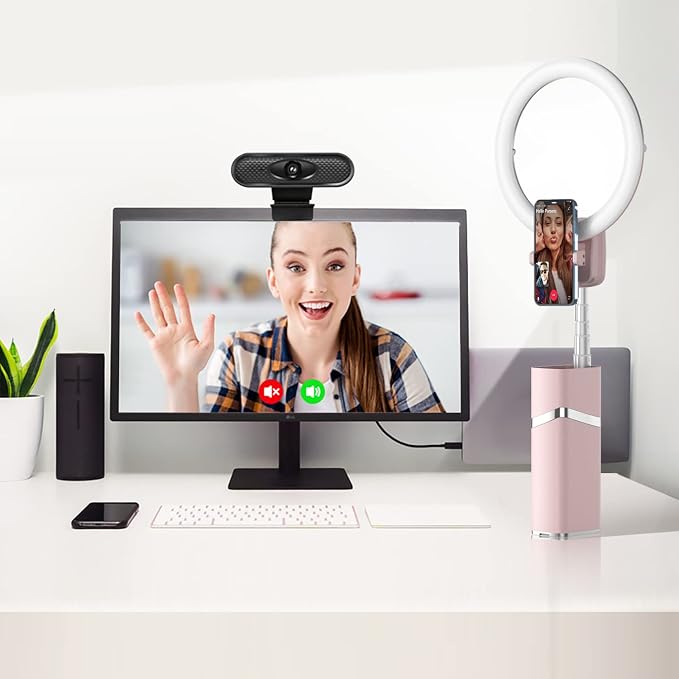 Portable Ring Light with Stand, 4000mAh Battery Operated Cordless 10" Ring Light, Foldable Travel Ring Light, 79" Tripod Stand for Video Conference/Selfie/Live Stream/Makeup，Pink - Image 4