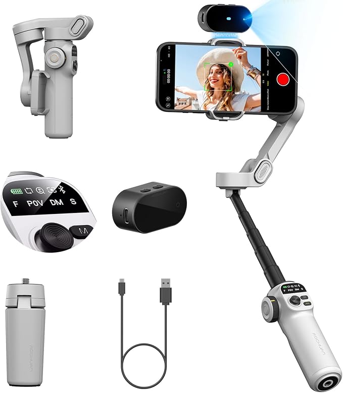 AOCHUAN Gimbal Stabilizer for Smartphone,NO APP Tracking,20CM Extension Rod,Face & Object Tracking stabilizer for iPhone & Android,3-Axis OLED Gimbal for Video Recording-AOCHUAN Smart X2AI Black by AOCHUAN