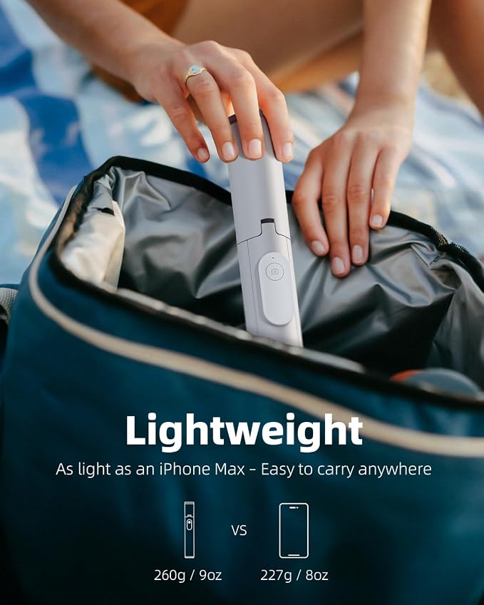 TODI Selfie Stick Tripod for iPhone, 60" Lightweight Phone Tripod Stand with Wireless Remote, Extendable Selfie Stick for Android, All-in-1, Compatible with iPhone/Android (White) - Image 2