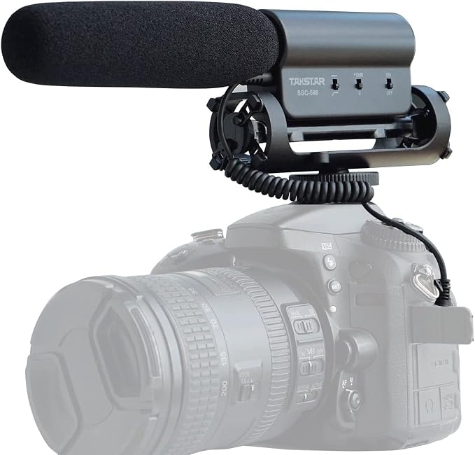 TAKSTAR SGC-598 3.5mm Cardioid Shotgun Microphone for Camera | Cardioid Condenser, +10dB Gain, 200Hz Low-Cut, Shock-Resistant by TAKSTAR