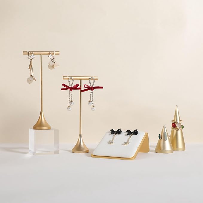 Velvet earring display stands for selling, White earring holder, Gold Jewelry studs organizer【White】 - Image 7