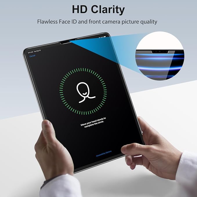SPARIN Screen Protector for iPad Pro 12.9 [2022/2021/2020-6th/5th/4th] | 2pcs Camera Lens Protector+ 2pcs Tempered Glass for iPad Pro 12.9 inch, Support Apple Pencil & Case Friendly - Image 8