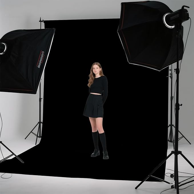 Black Photo Backdrop for Photoshoot Background Photography 8x10ft | Polyester, Portrait Product Party Photographic, Video Live Streaming - Image 4