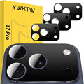 YWXTW [0 Bubbles for iPhone 17 Pro Camera Lens Protector, Full Coverage Tempered Glass Lens Screen Protector for iPhone 17 Pro Accessories, Case Friendly, HD Clear, 3 Pack (Black) by YWXTW