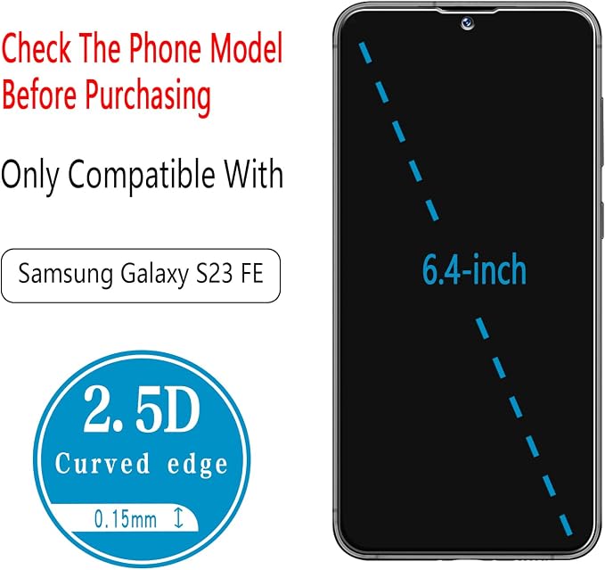 2+2 Pack Screen Protector for Samsung Galaxy S23 FE Tempered Glass | Fingerprint ID Compatible, Camera Lens Protector, Anti Scratch, Bubble Free, Case Friendly, HD Clear - Image 3