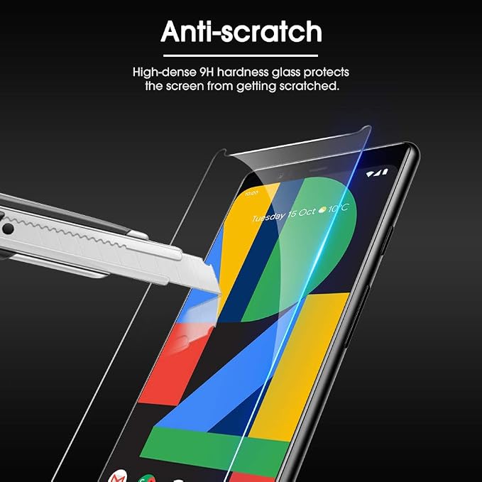 OMOTON [4 Pack Screen Protector for Google Pixel 4 (5.7 Inch), Tempered Glass/Scratch Resistant/Only Cover Display Area - Image 6