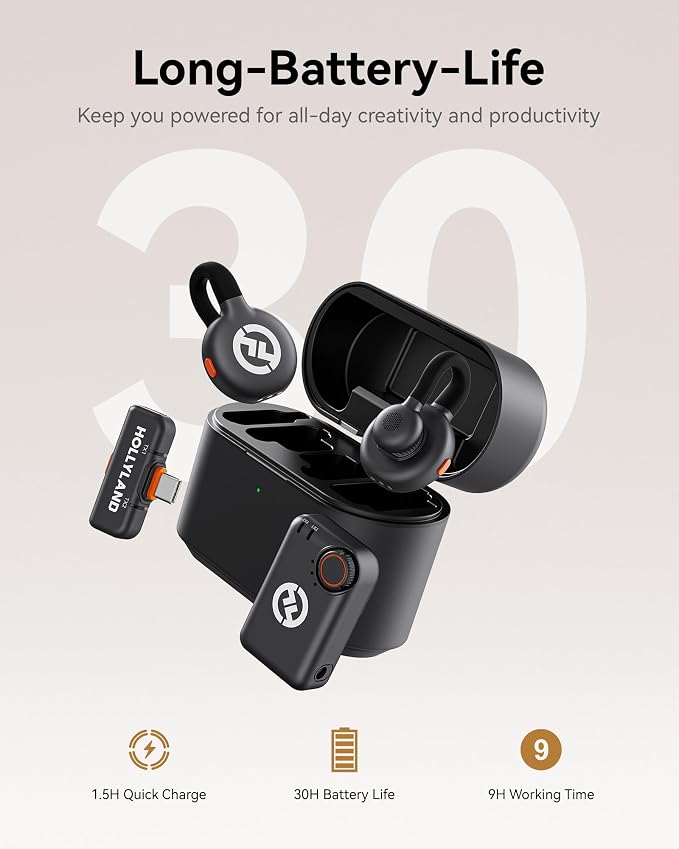 Hollyland Lark M2S Mini Combo (Camera RX+Type-C RX) Wireless Microphone for Camera/iPhone/Android/Laptop, 7g Lightweight, Titanium Clip, 300m Range, Content Creators, Online-Teaching, Streaming | Camera receiver, Type-C receiver, 7g design, titanium cl... - Image 7