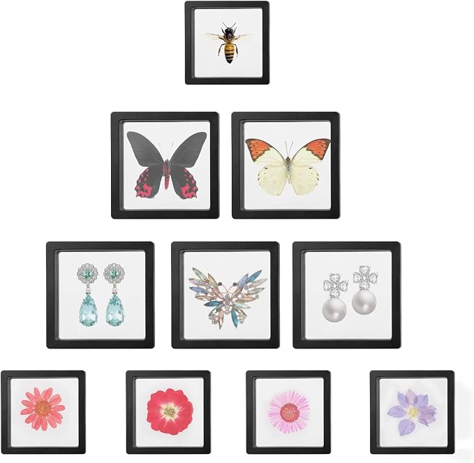 Linkstyle 10PCS 3D Floating Frame Display Stand, Transparent PE Floating Display Case, Challenge Coins Specimen Medallions Jewelry Storage Box Suspension Frame - Image 8