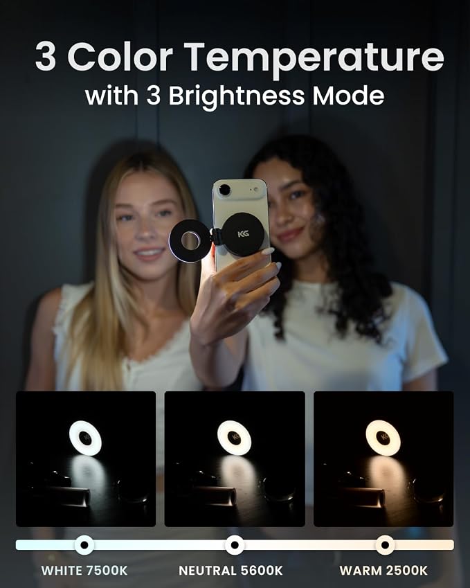 KraftGeek Magnetic Selfie Light for iPhone, Portable Ring Light for Phone | Rechargeable Phone Ring Light, Pocket Sized, 40 LEDs, Mini Cell Phone Selfie Light for Video Recording, Vlogging & Travel - Image 3