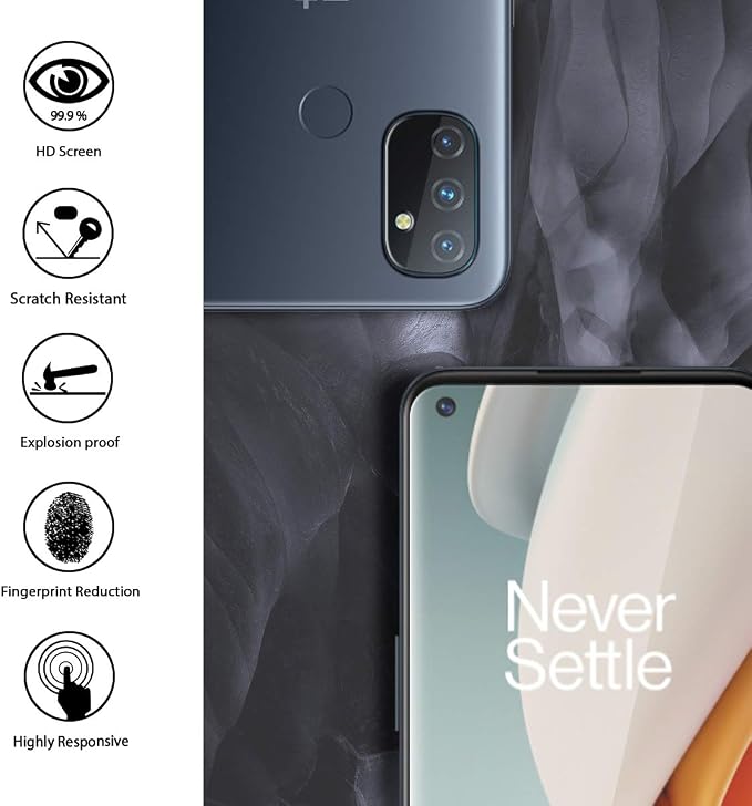 Orzero (3+2) Compatible for OnePlus Nord N100 Phone, 3 Pack Tempered Glass Screen Protector + 2 Pack Flexible Glass Camera Lens Protector, HD Bubble-Free - Image 2