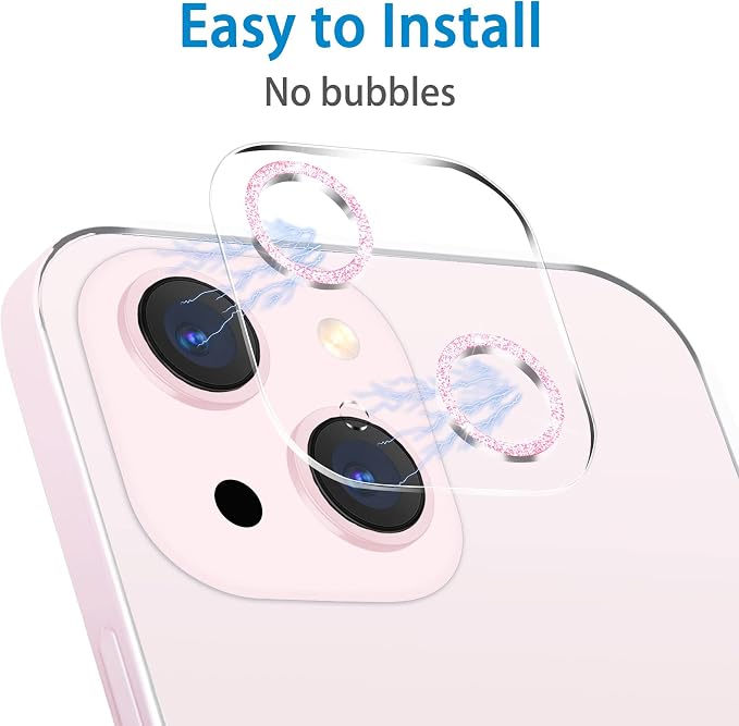 3 Pack Dengduoduo Tempered Glass Camera Lens Protector for iPhone 13 6.1" & iPhone 13 Mini 5.4", Bling Glitter Sparkle Ultra HD, 9H Hardness, Anti-Scratch, Case Friendly, Easy to Install [No Affect on Night Shots] - Image 5